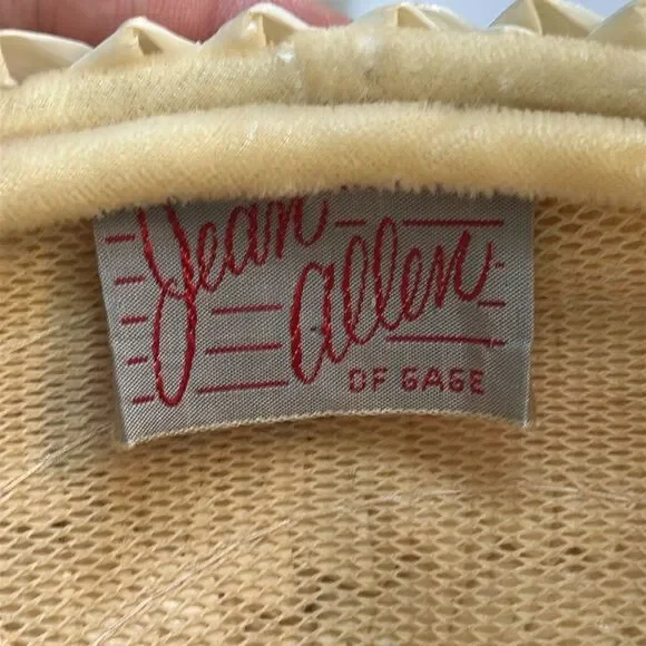 Vintage 50s/60s Jean Allen of Gage Cream Woven Hat‎ with Purple Floral Detailing - Picture 6 of 7